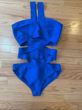 Sculpted Cutout One-Piece Swimsuit in Bold Blue